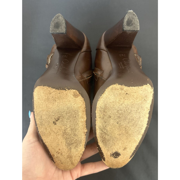 Cole Haan Boots Womens 7.5 B Milana Side Zip Ankle Bootie D25150 Brown Heels FS - Picture 7 of 15